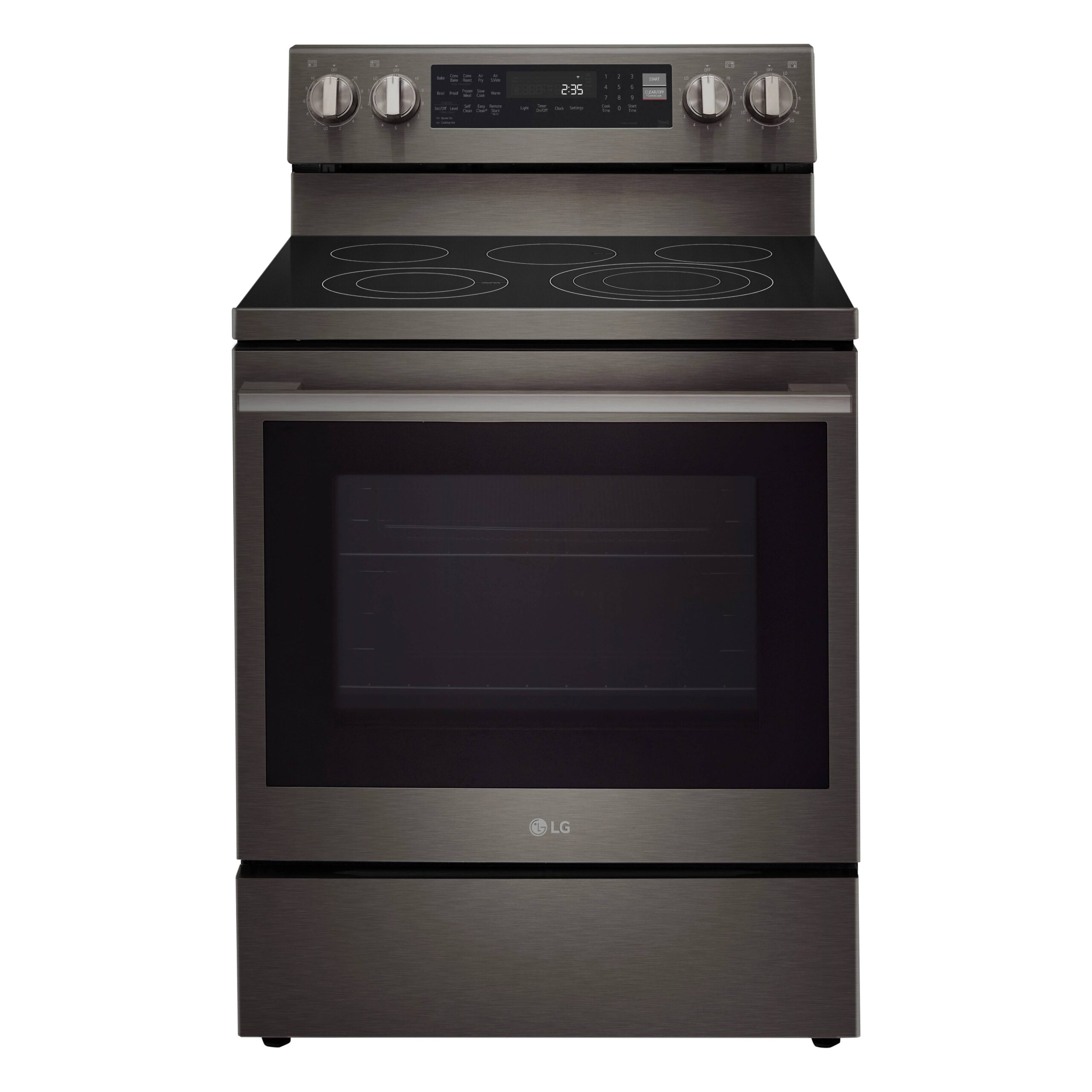 LREN6325 – Cuisinière électrique standard LG – 30 pouces – Acier inoxydable noir résistant aux taches